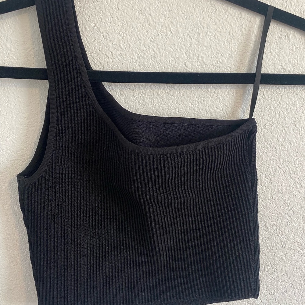 Sculpt knit one shoulder cropped tank Babaton